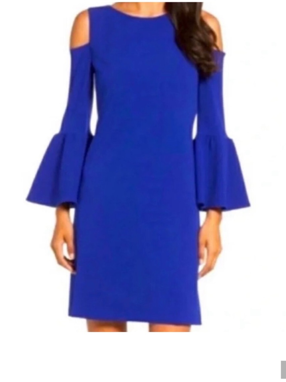 Eliza J Royal Blue Cold-Shoulder Bell Sleeve A-Line Dress Size 8P NWOT